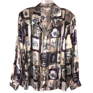 Vintage Beautiful Patchwork Satin Blouse, Size 22W